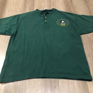 Vtg Disney Designs Mickey Mouse T-Shirt USA Made Henley Green L/XL Single Stitch